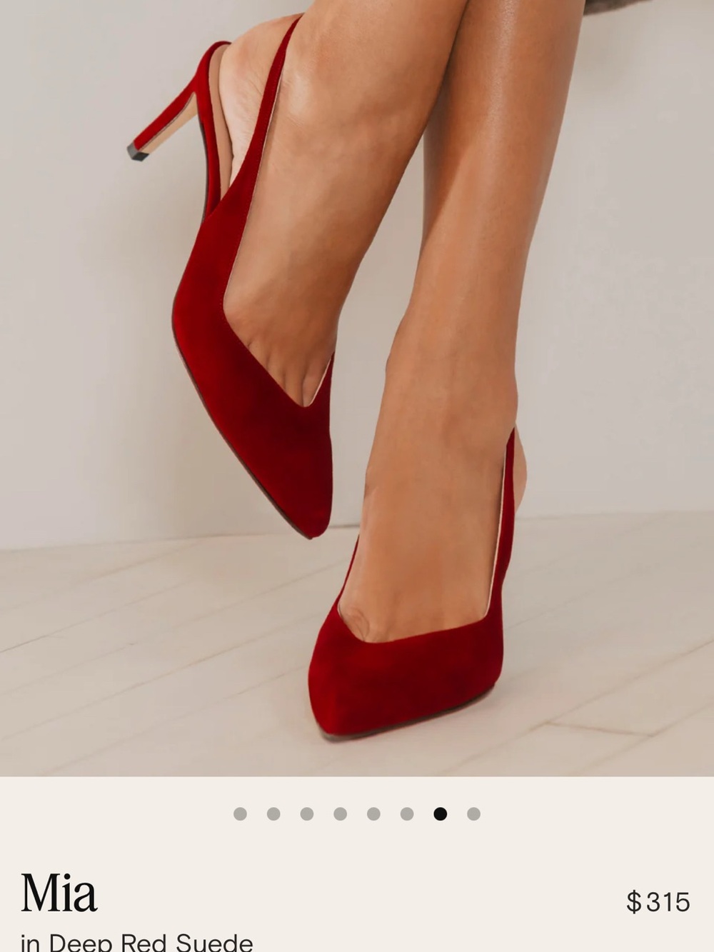 Inez Deep Red Suede Slingback Pumps